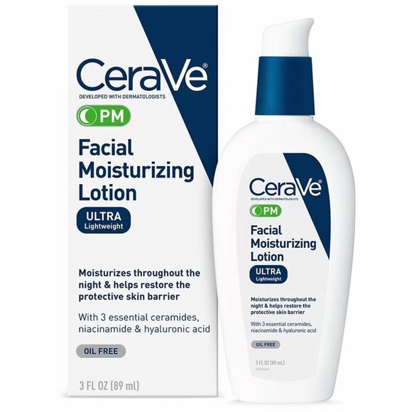 CeraVe PM Facial Moisturizing Lotion Utral Lightweight Oil Free 3 oz - Picture 1 of 5